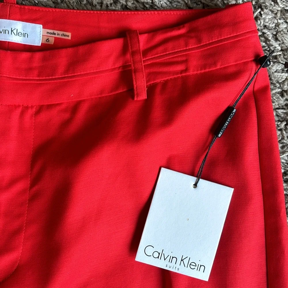 NWT Calvin Klein‎ Red Career Wear straight Leg Pants Size 6 - Picture 5 of 8